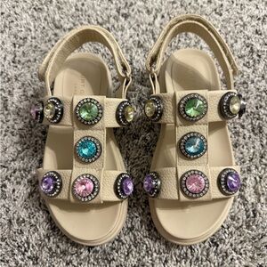 Kurt Geiger Cream Sandals with Decorative Gems